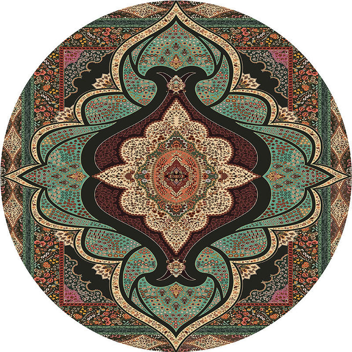 Lisslune | Olden Turkish Folk Art Carpet Multicolored Persian Carpet Polyester Non-Slip Stain-Resistant Washable Rug for the Room