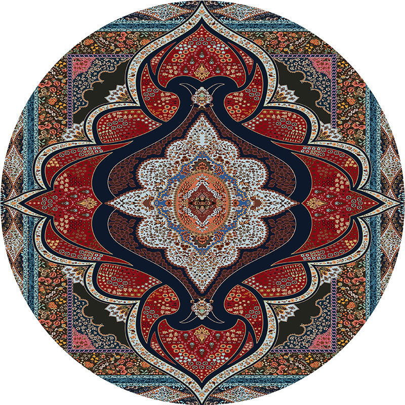 Lisslune | Olden Turkish Folk Art Carpet Multicolored Persian Carpet Polyester Non-Slip Stain-Resistant Washable Rug for the Room