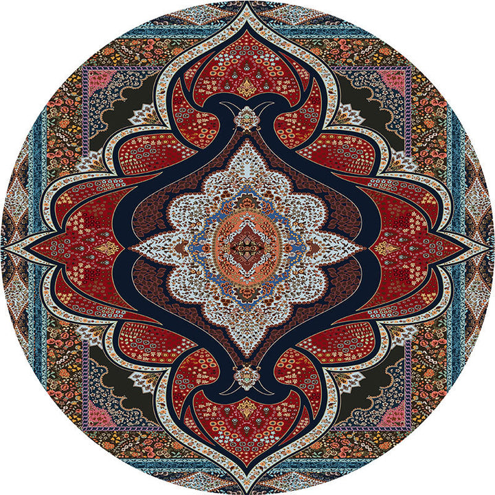 Lisslune | Olden Turkish Folk Art Carpet Multicolored Persian Carpet Polyester Non-Slip Stain-Resistant Washable Rug for the Room