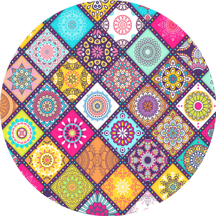 Lisslune | Moroccan Door Mat Multicolored Mandala Rug Polypropylene non-slip stain-resistant machine washable Rug
