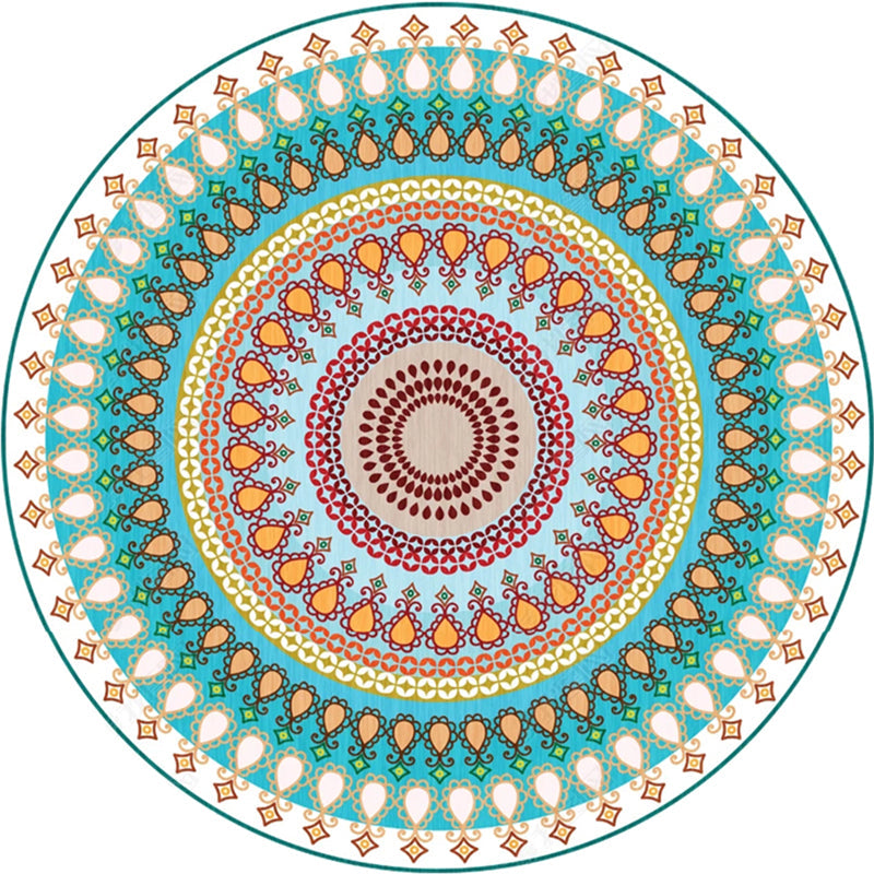 Lisslune | Moroccan Door Mat Multicolored Mandala Rug Polypropylene non-slip stain-resistant machine washable Rug