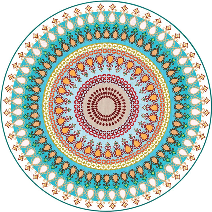 Lisslune | Moroccan Door Mat Multicolored Mandala Rug Polypropylene non-slip stain-resistant machine washable Rug