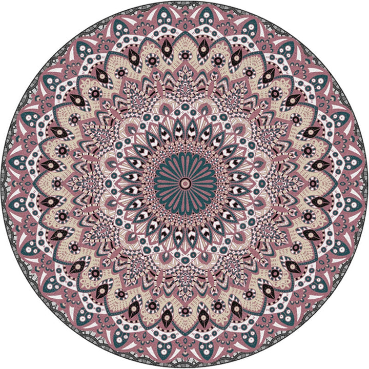Lisslune | Moroccan Door Mat Multicolored Mandala Rug Polypropylene non-slip stain-resistant machine washable Rug