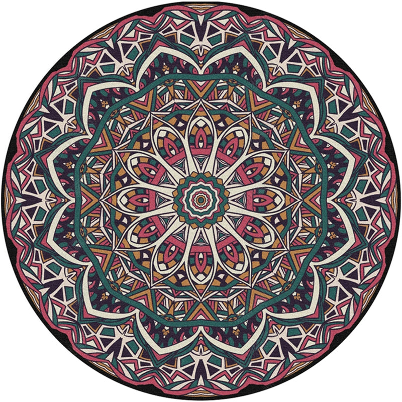 Lisslune | Moroccan Door Mat Multicolored Mandala Rug Polypropylene non-slip stain-resistant machine washable Rug