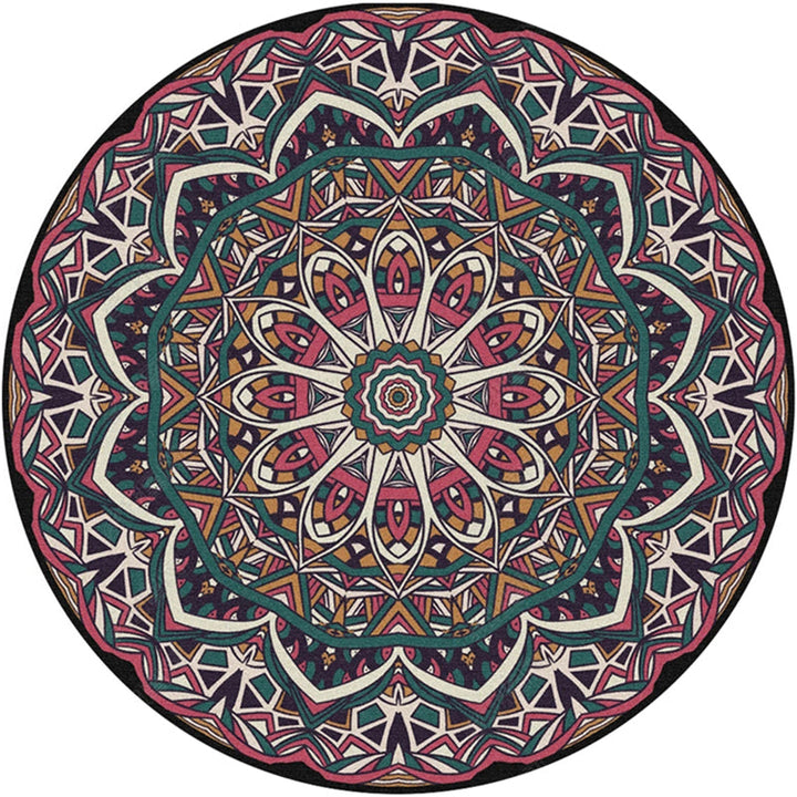 Lisslune | Moroccan Door Mat Multicolored Mandala Rug Polypropylene non-slip stain-resistant machine washable Rug