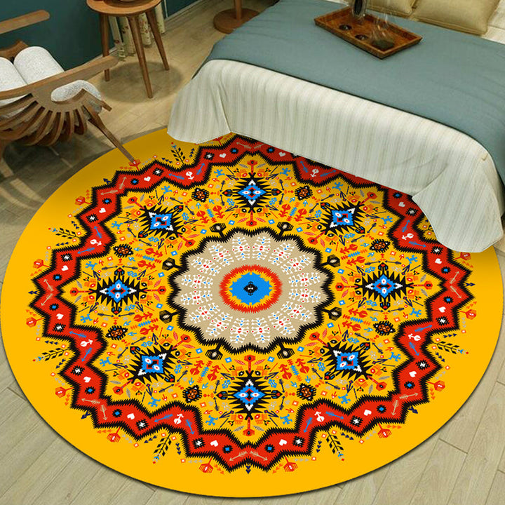Lisslune | Exotic Multicolor Mandala Rug Polypropylene Moroccan Rug Pet Friendly Machine Washable Non-Slip Backing Rug for Bedroom