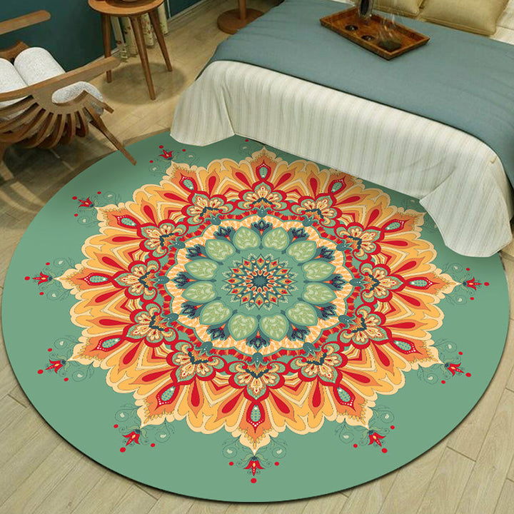Lisslune | Exotic Multicolor Mandala Rug Polypropylene Moroccan Rug Pet Friendly Machine Washable Non-Slip Backing Rug for Bedroom
