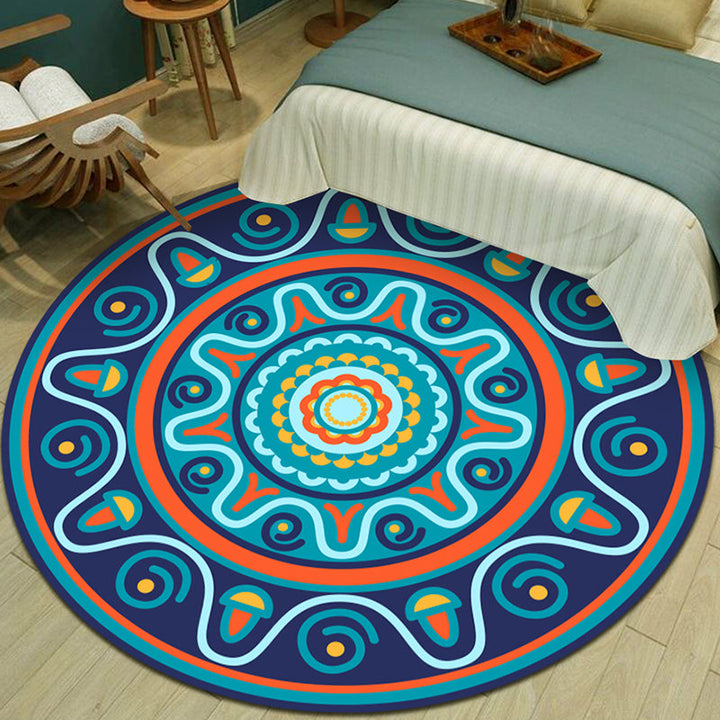 Lisslune | Exotic Multicolor Mandala Rug Polypropylene Moroccan Rug Pet Friendly Machine Washable Non-Slip Backing Rug for Bedroom