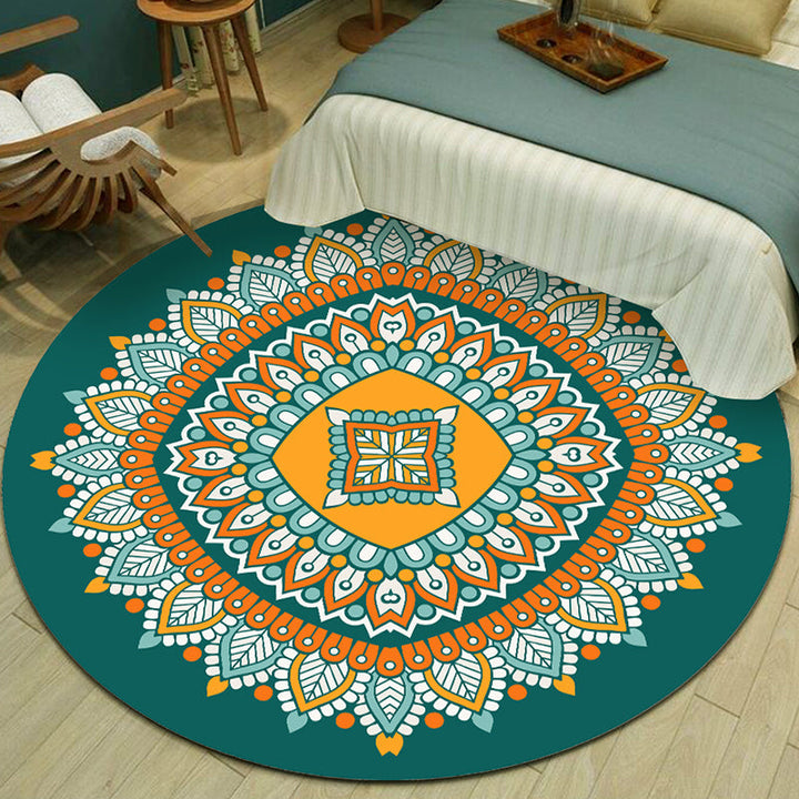 Lisslune | Exotic Multicolor Mandala Rug Polypropylene Moroccan Rug Pet Friendly Machine Washable Non-Slip Backing Rug for Bedroom