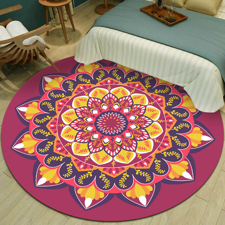 Lisslune | Exotic Multicolor Mandala Rug Polypropylene Moroccan Rug Pet Friendly Machine Washable Non-Slip Backing Rug for Bedroom