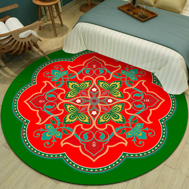 Lisslune | Exotic Multicolor Mandala Rug Polypropylene Moroccan Rug Pet Friendly Machine Washable Non-Slip Backing Rug for Bedroom
