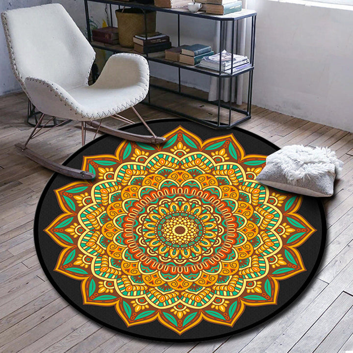Lisslune | Folks Multicolor Mandala Rug Synthetic Moroccan Rug Machine Washable Non-Slip Pet Friendly Living Room Rug