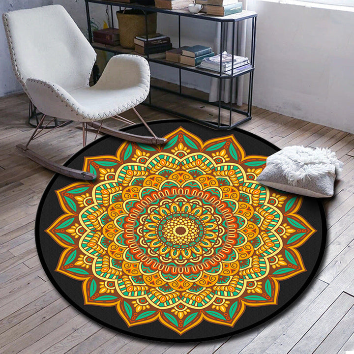 Lisslune | Folks Multicolor Mandala Rug Synthetic Moroccan Rug Machine Washable Non-Slip Pet Friendly Living Room Rug