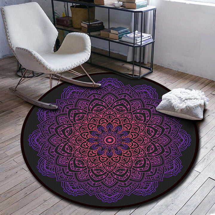 Lisslune | Folks Multicolor Mandala Rug Synthetic Moroccan Rug Machine Washable Non-Slip Pet Friendly Living Room Rug