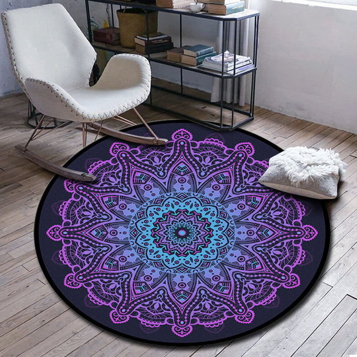 Lisslune | Folks Multicolor Mandala Rug Synthetic Moroccan Rug Machine Washable Non-Slip Pet Friendly Living Room Rug