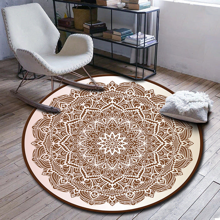 Lisslune | Folks Multicolor Mandala Rug Synthetic Moroccan Rug Machine Washable Non-Slip Pet Friendly Living Room Rug