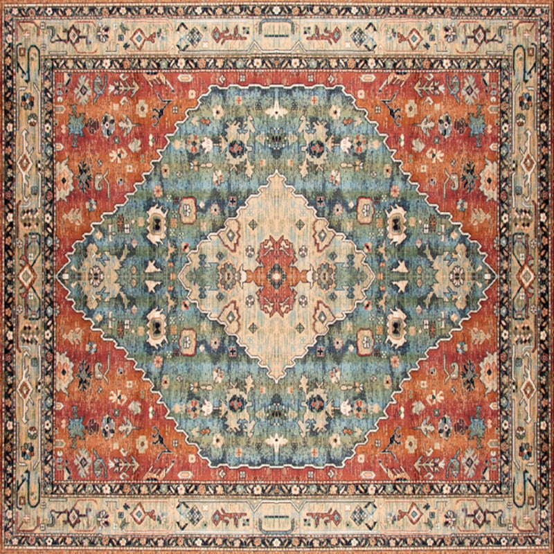 Lisslune | Shabby Chic Floral Area Rug Multicolor Persian Carpet Polypropylene Anti-Slip Backing Washable Pet-Friendly Rug for Foyer