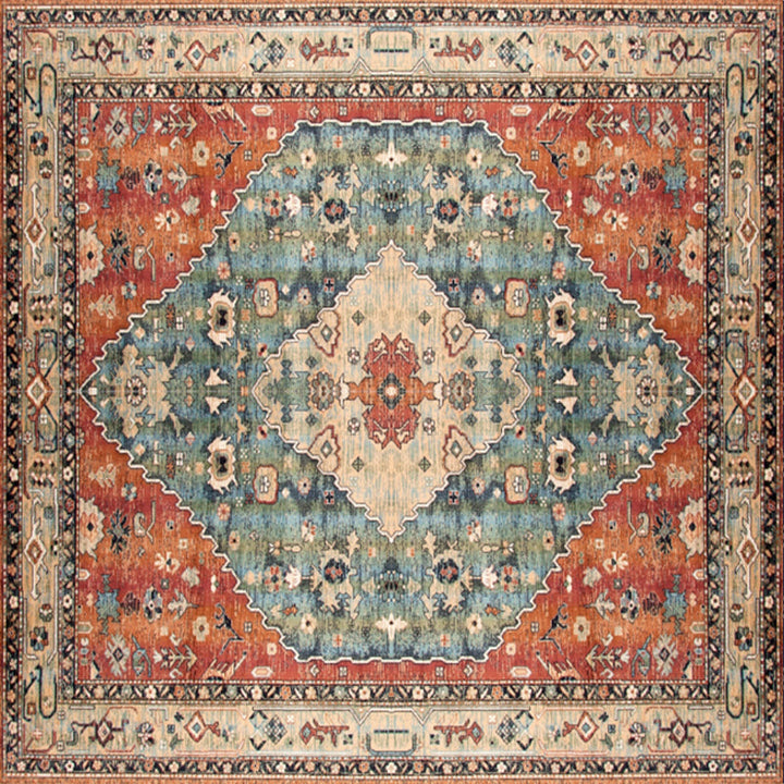 Lisslune | Shabby Chic Floral Area Rug Multicolor Persian Carpet Polypropylene Anti-Slip Backing Washable Pet-Friendly Rug for Foyer