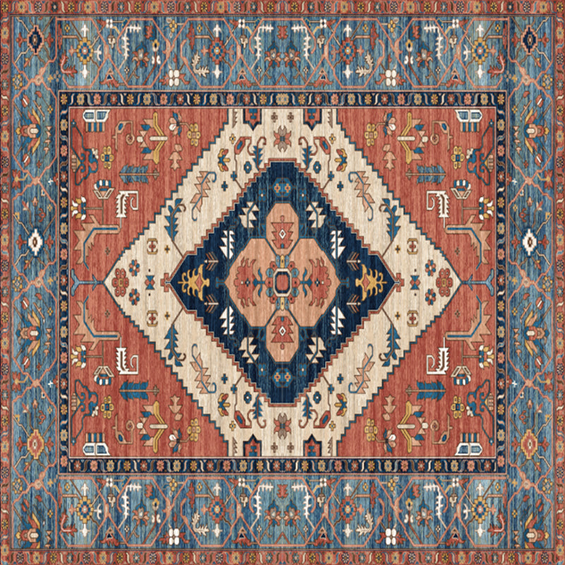 Lisslune | Shabby Chic Floral Area Rug Multicolor Persian Carpet Polypropylene Anti-Slip Backing Washable Pet-Friendly Rug for Foyer