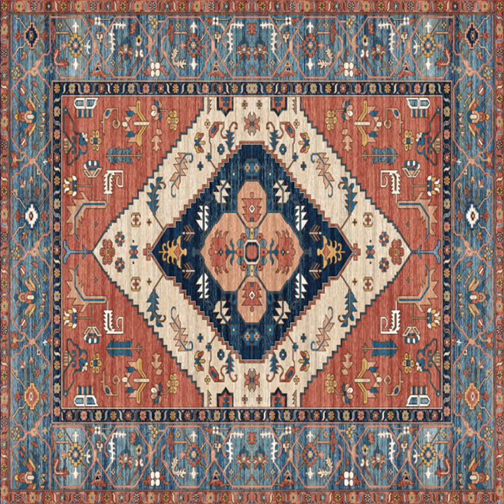 Lisslune | Shabby Chic Floral Area Rug Multicolor Persian Carpet Polypropylene Anti-Slip Backing Washable Pet-Friendly Rug for Foyer