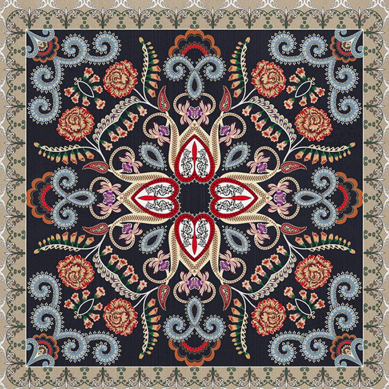 Lisslune | Shabby Chic Floral Area Rug Multicolor Persian Carpet Polypropylene Anti-Slip Backing Washable Pet-Friendly Rug for Foyer