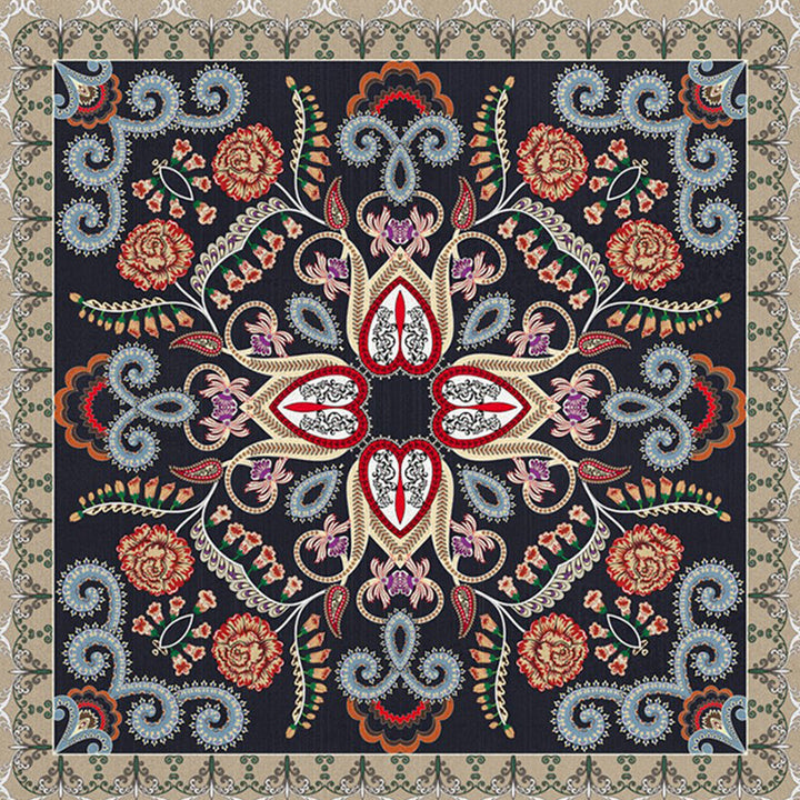 Lisslune | Shabby Chic Floral Area Rug Multicolor Persian Carpet Polypropylene Anti-Slip Backing Washable Pet-Friendly Rug for Foyer