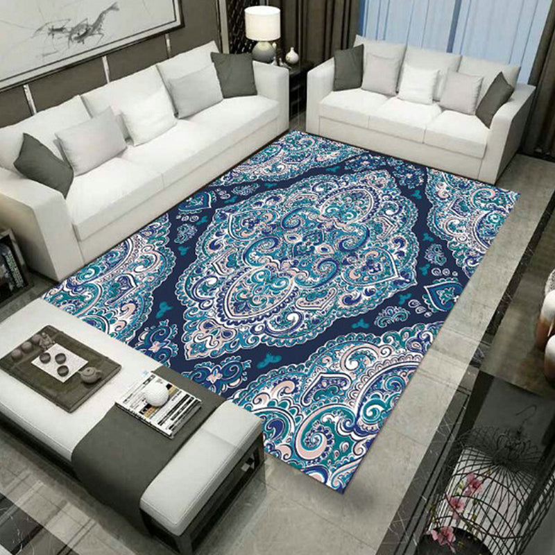 Lisslune | Large Persian rug multicolored jacquard-printed rug washable non-slip backing pet-friendly rug for the living room