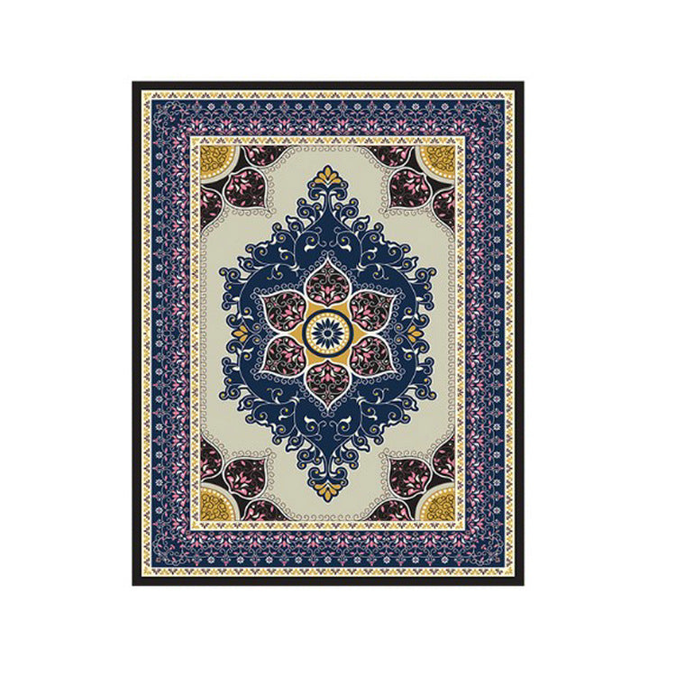 Lisslune | Large Persian rug multicolored jacquard-printed rug washable non-slip backing pet-friendly rug for the living room