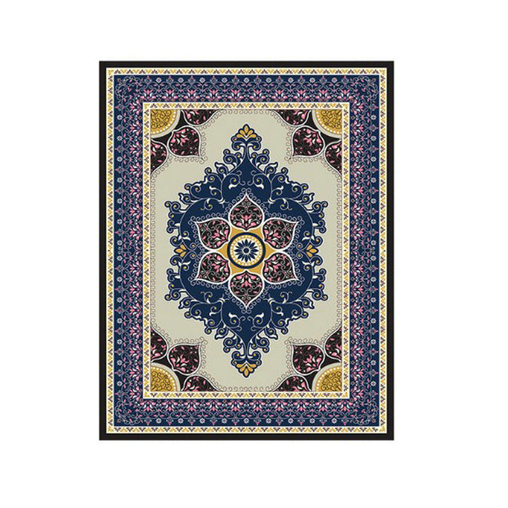 Lisslune | Large Persian rug multicolored jacquard-printed rug washable non-slip backing pet-friendly rug for the living room
