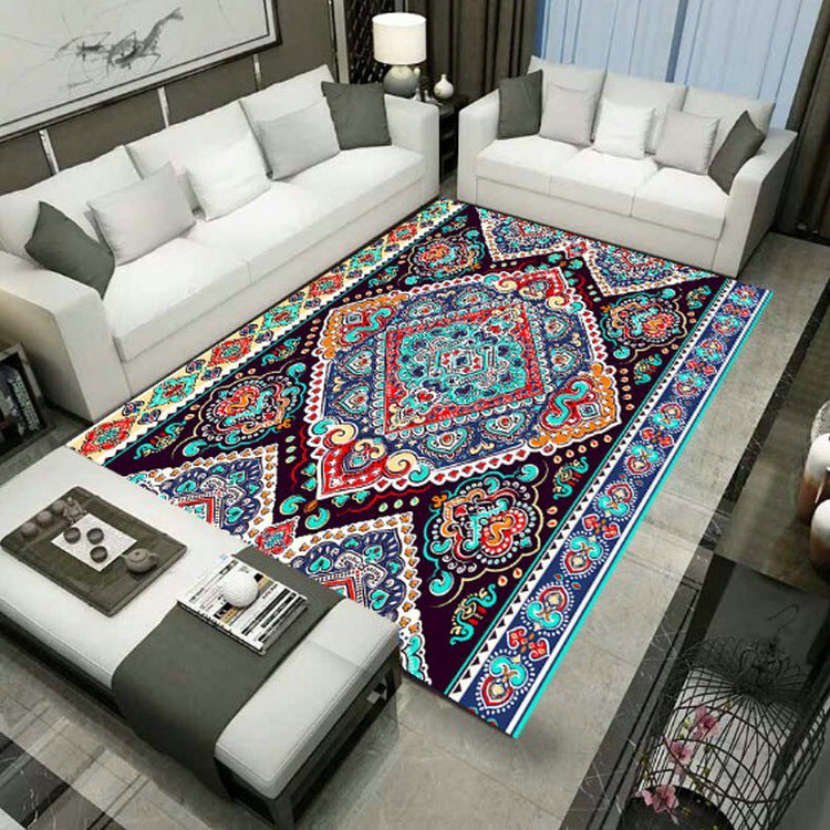 Lisslune | Large Persian rug multicolored jacquard-printed rug washable non-slip backing pet-friendly rug for the living room