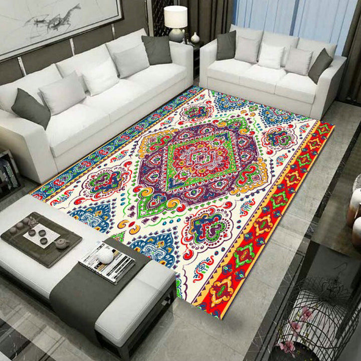 Lisslune | Large Persian rug multicolored jacquard-printed rug washable non-slip backing pet-friendly rug for the living room