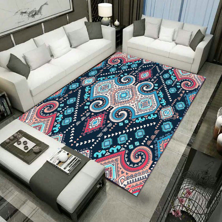 Lisslune | Large Persian rug multicolored jacquard-printed rug washable non-slip backing pet-friendly rug for the living room