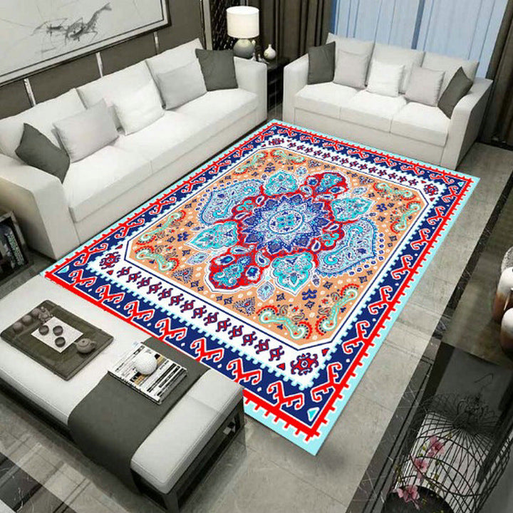 Lisslune | Large Persian rug multicolored jacquard-printed rug washable non-slip backing pet-friendly rug for the living room