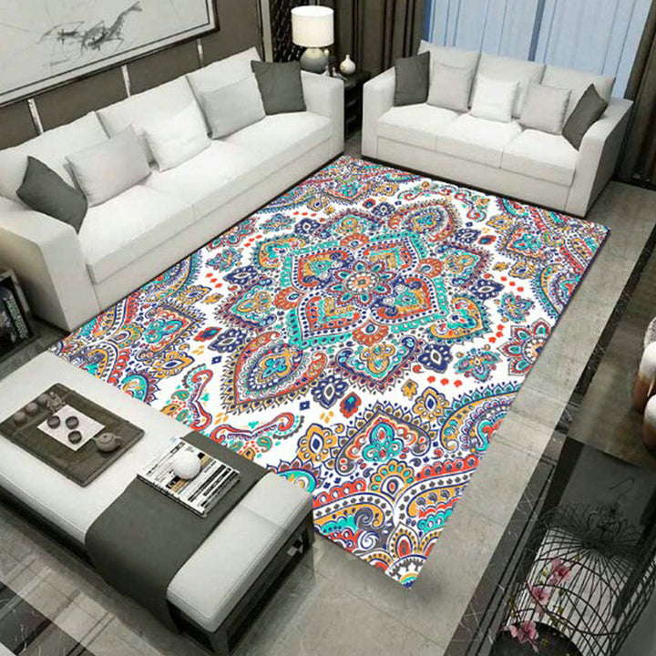Lisslune | Large Persian rug multicolored jacquard-printed rug washable non-slip backing pet-friendly rug for the living room
