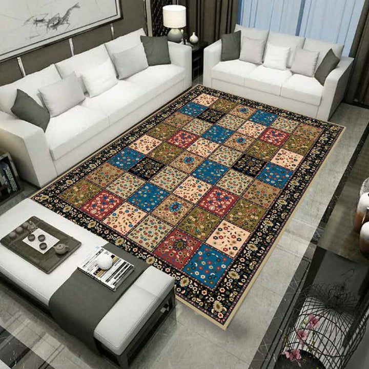 Lisslune | Large Persian rug multicolored jacquard-printed rug washable non-slip backing pet-friendly rug for the living room