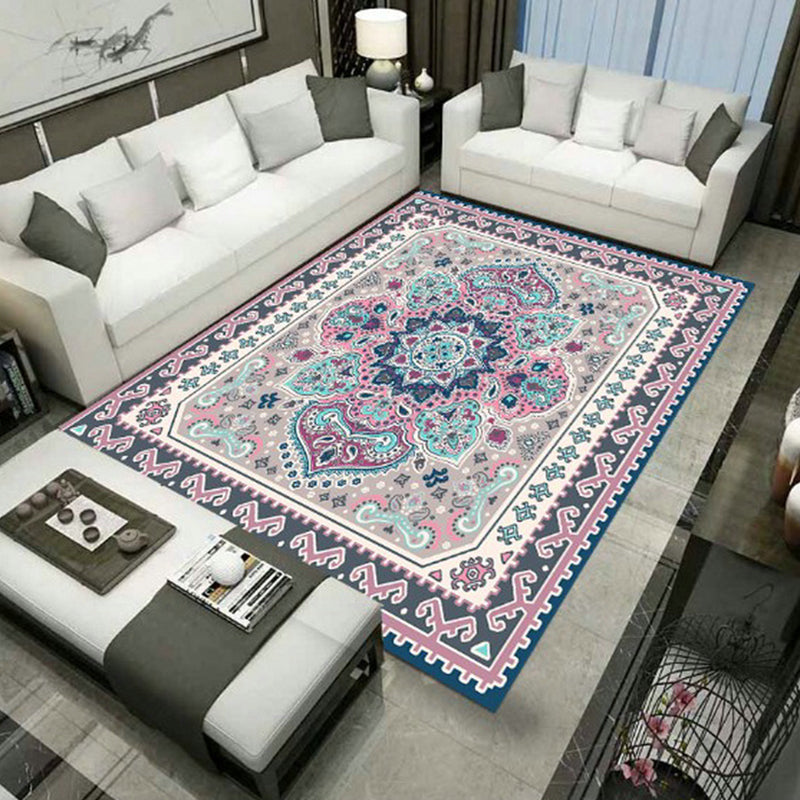 Lisslune | Large Persian rug multicolored jacquard-printed rug washable non-slip backing pet-friendly rug for the living room
