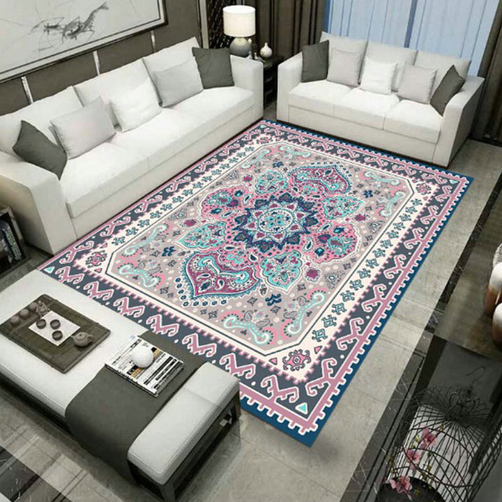 Lisslune | Large Persian rug multicolored jacquard-printed rug washable non-slip backing pet-friendly rug for the living room