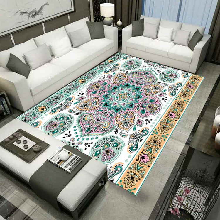 Lisslune | Large Persian rug multicolored jacquard-printed rug washable non-slip backing pet-friendly rug for the living room
