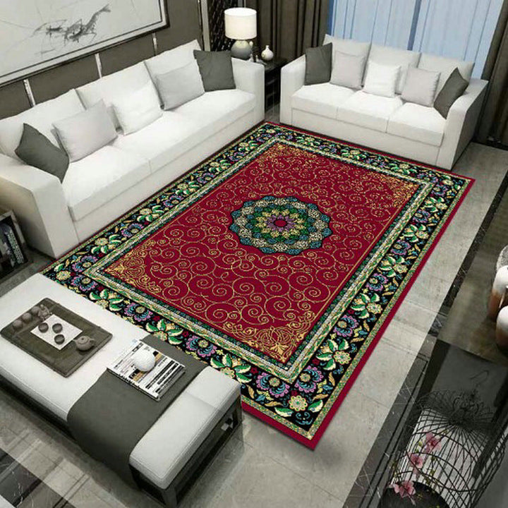 Lisslune | Large Persian rug multicolored jacquard-printed rug washable non-slip backing pet-friendly rug for the living room
