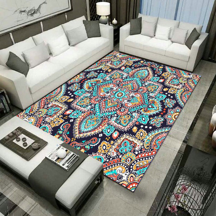Lisslune | Large Persian rug multicolored jacquard-printed rug washable non-slip backing pet-friendly rug for the living room