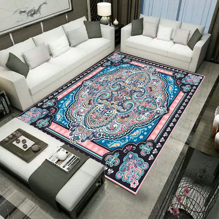 Lisslune | Large Persian rug multicolored jacquard-printed rug washable non-slip backing pet-friendly rug for the living room