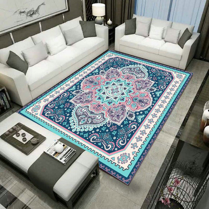 Lisslune | Large Persian rug multicolored jacquard-printed rug washable non-slip backing pet-friendly rug for the living room