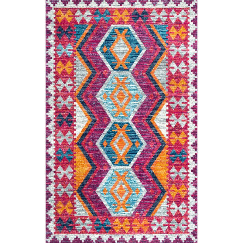 Lisslune | Persian Home Rug Multicolored Symmetrical Print Rug Polyester Non-Slip Backing Machine Washable Stain Resistant Rug