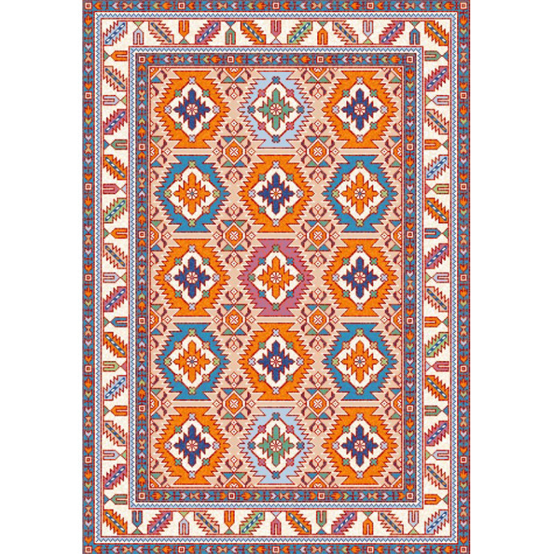 Lisslune | Persian Home Rug Multicolored Symmetrical Print Rug Polyester Non-Slip Backing Machine Washable Stain Resistant Rug