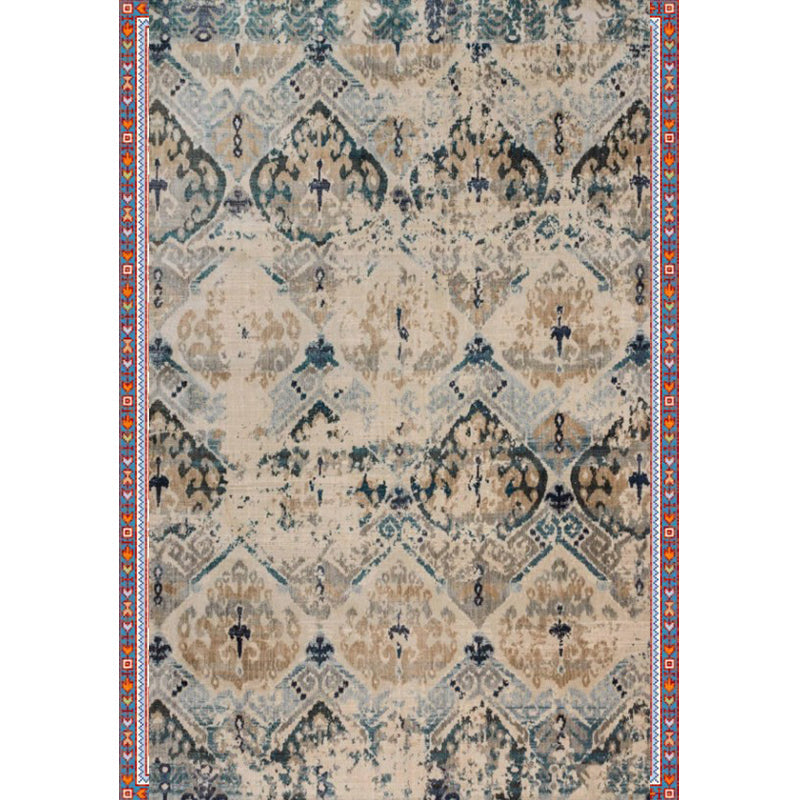 Lisslune | Persian Home Rug Multicolored Symmetrical Print Rug Polyester Non-Slip Backing Machine Washable Stain Resistant Rug
