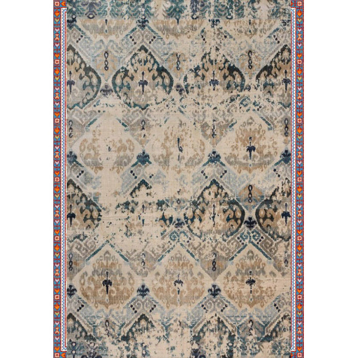 Lisslune | Persian Home Rug Multicolored Symmetrical Print Rug Polyester Non-Slip Backing Machine Washable Stain Resistant Rug