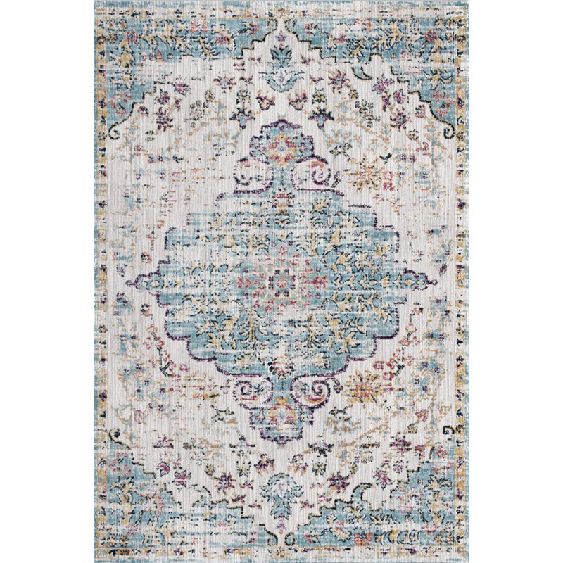 Lisslune | Persian Home Rug Multicolored Symmetrical Print Rug Polyester Non-Slip Backing Machine Washable Stain Resistant Rug