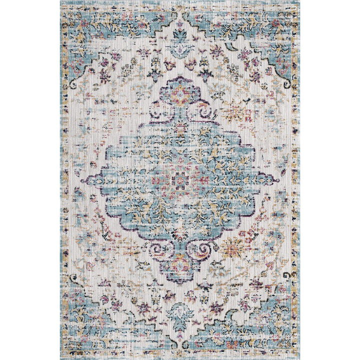 Lisslune | Persian Home Rug Multicolored Symmetrical Print Rug Polyester Non-Slip Backing Machine Washable Stain Resistant Rug