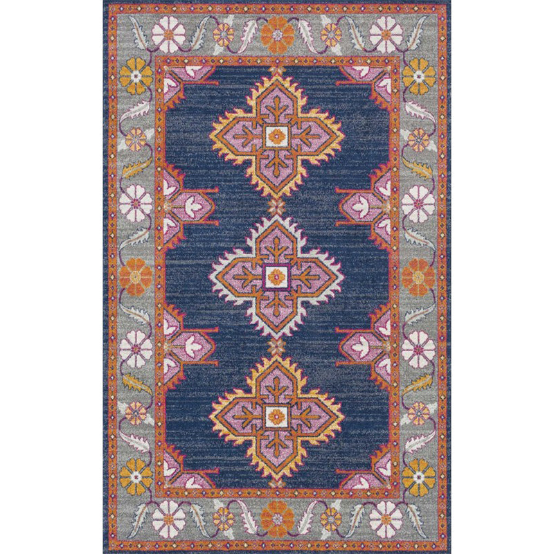 Lisslune | Persian Home Rug Multicolored Symmetrical Print Rug Polyester Non-Slip Backing Machine Washable Stain Resistant Rug