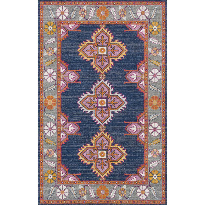 Lisslune | Persian Home Rug Multicolored Symmetrical Print Rug Polyester Non-Slip Backing Machine Washable Stain Resistant Rug